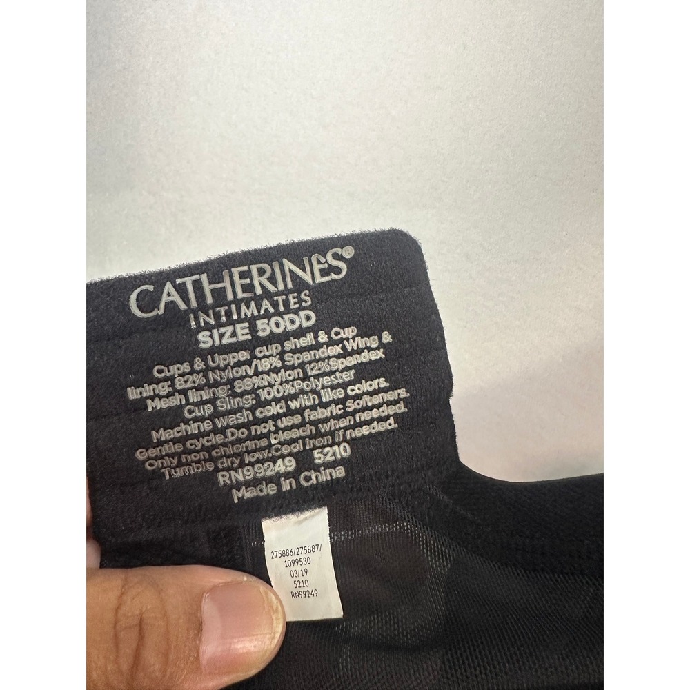 Catherines Intimates Black Wireless Full Coverage Bra Mesh Trim No Wire 50DD - Picture 7 of 7